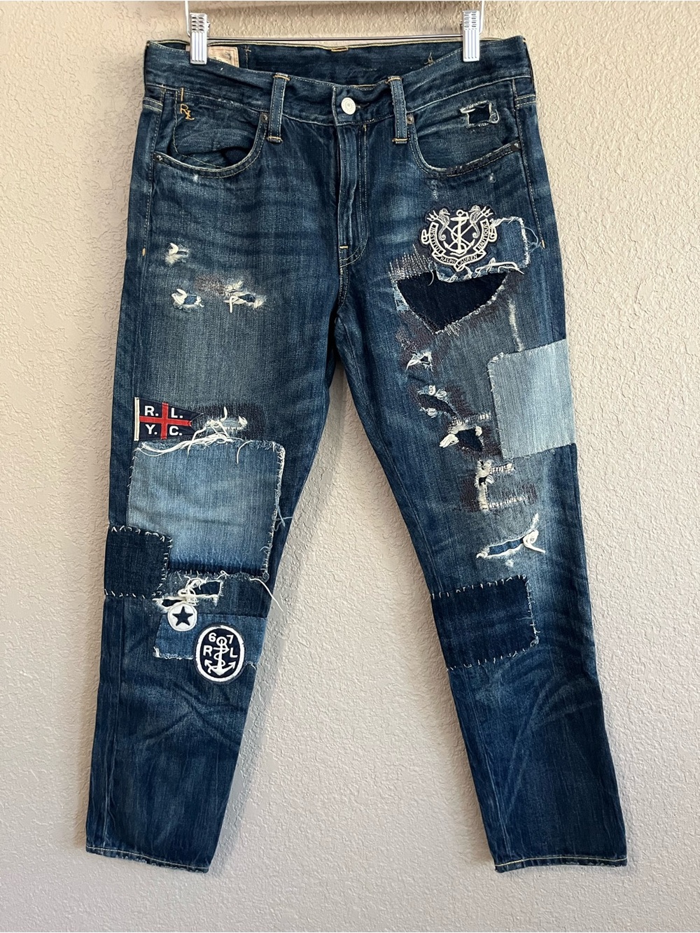 Polo Ralph Lauren Astor Slim Boyfriend Patchwork Distressed Jeans Size 28